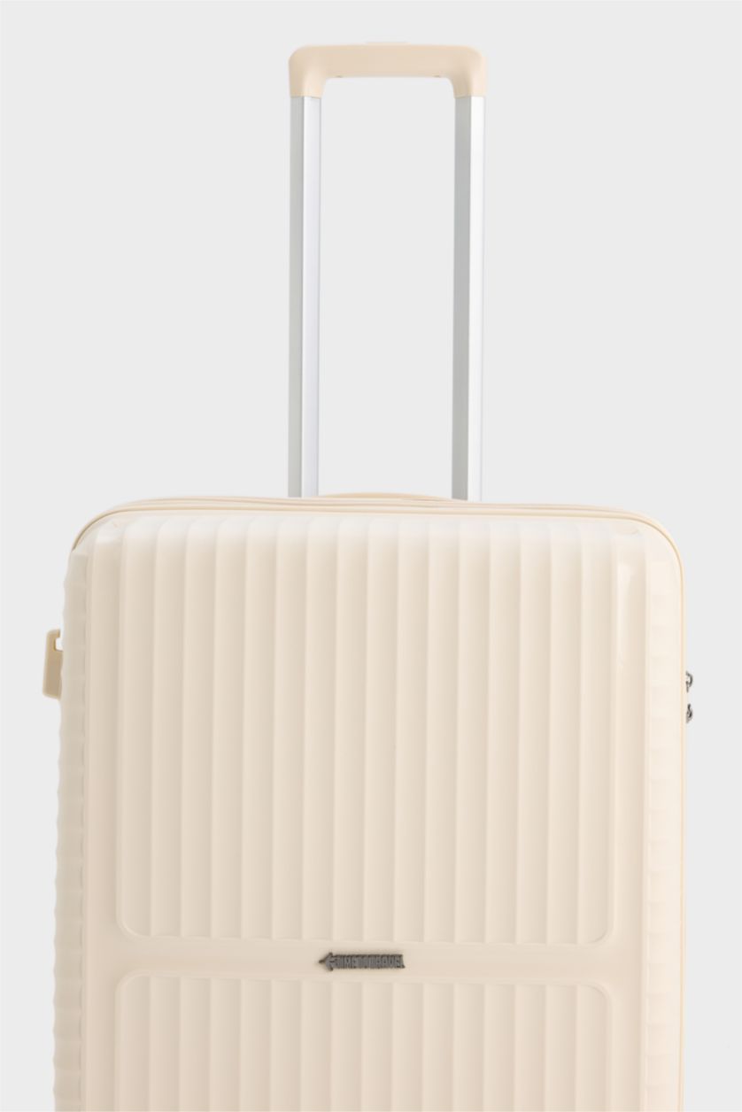 Kadın Cream Orta Kadın Sert Kapaklı Çekçekli Orta Boy Valiz