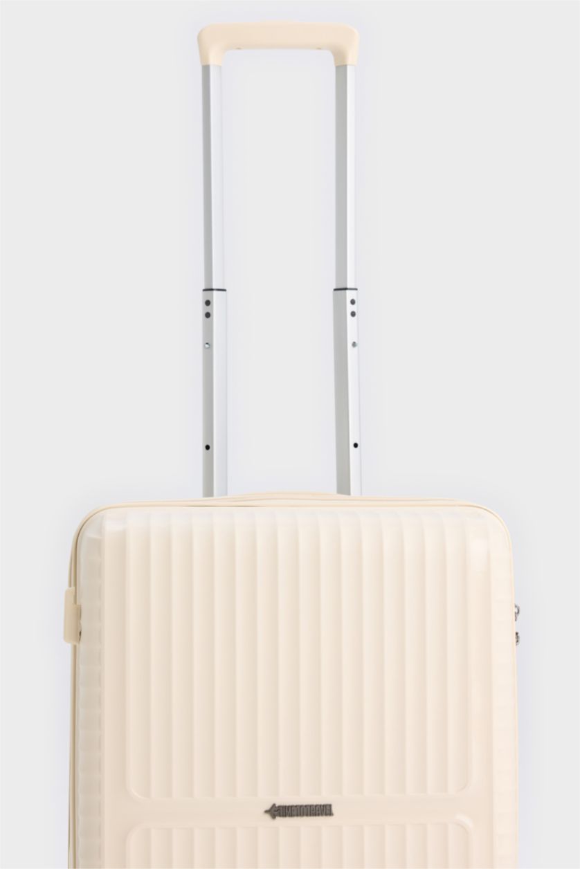 Kadın Cream Kucuk Kadın Sert Kapaklı Çekçekli Küçük Boy  Valiz