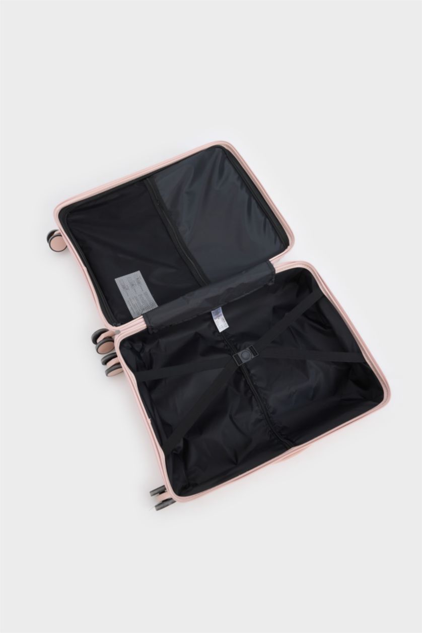 Kadın Açık Pembe Büyük Unisex Sert Kapaklı Çekçekli Büyük Boy  Valiz