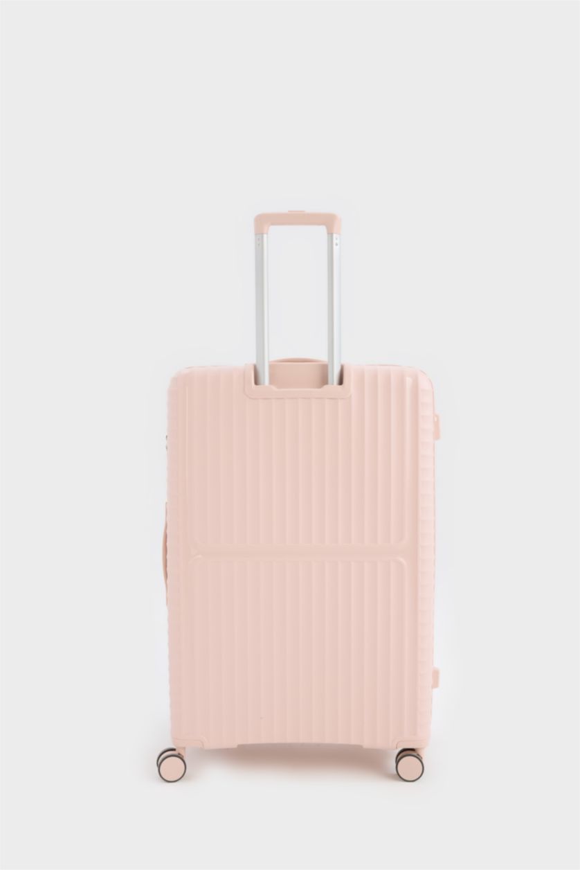 Kadın Açık Pembe Büyük Unisex Sert Kapaklı Çekçekli Büyük Boy  Valiz