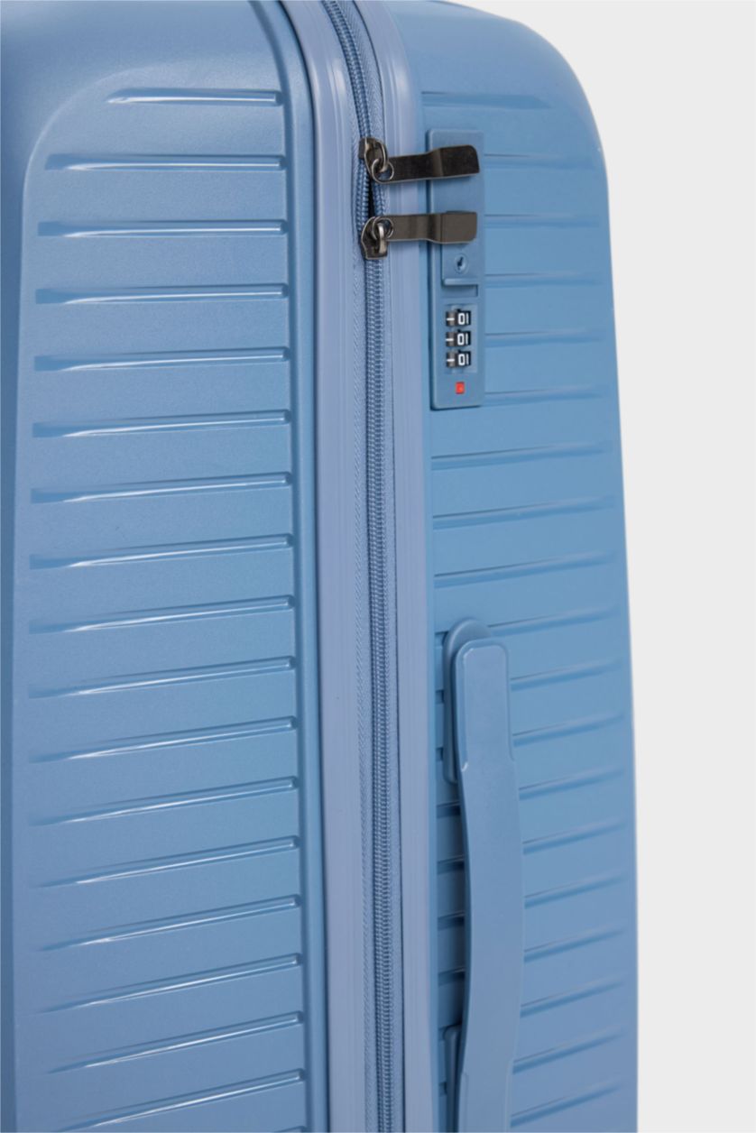 Kadın Lacivert Büyük Unisex Sert Kapaklı Çekçekli Büyük Boy Valiz