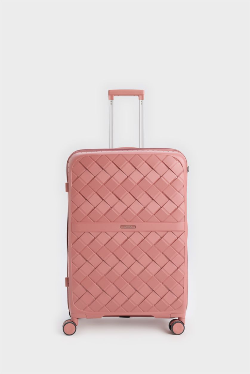 Kadın Rose Büyük Unisex Sert Kapaklı Çekçekli Büyük Boy Valiz