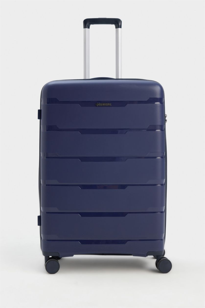 Kadın Lacivert Büyük Unisex Sert Kapaklı Büyük Boy Valiz