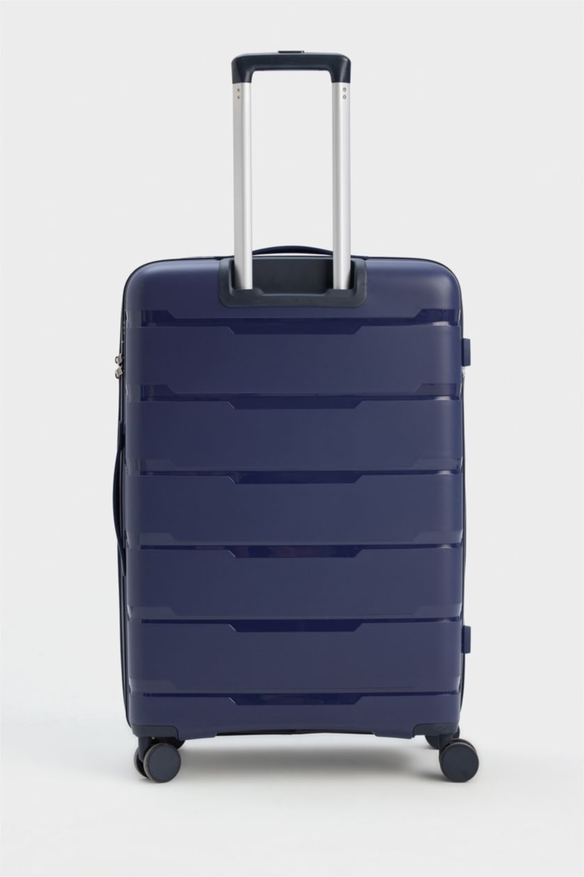 Kadın Lacivert Büyük Unisex Sert Kapaklı Büyük Boy Valiz