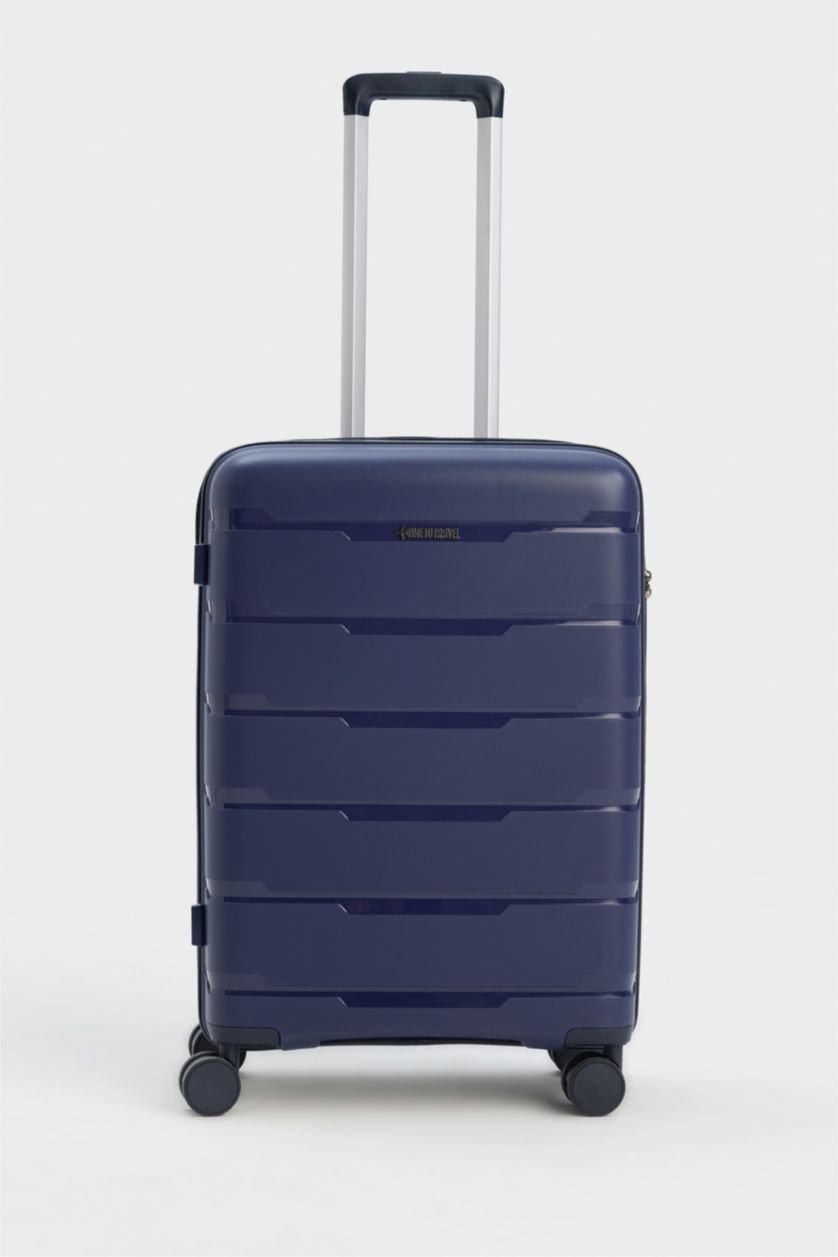 Kadın Lacivert Orta Unisex Sert Kapaklı Büyük Boy Valiz