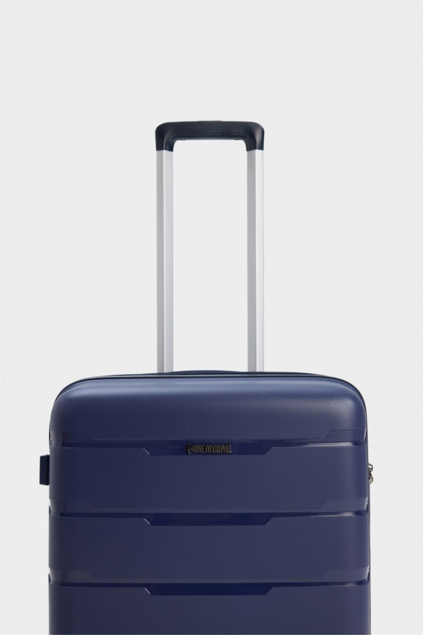 Kadın Lacivert Orta Unisex Sert Kapaklı Büyük Boy Valiz