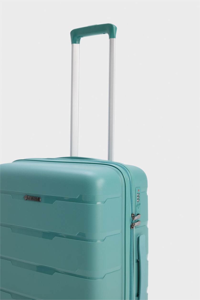 Kadın Su Yeşili Orta Unisex Sert Kapaklı Çekçekli Büyük Boy Valiz