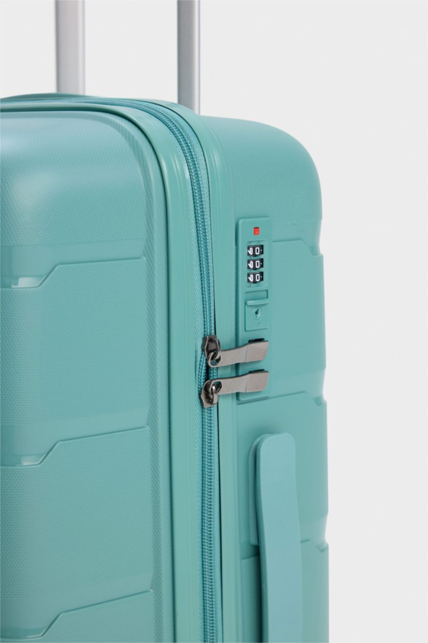 Kadın Su Yeşili Orta Unisex Sert Kapaklı Çekçekli Büyük Boy Valiz