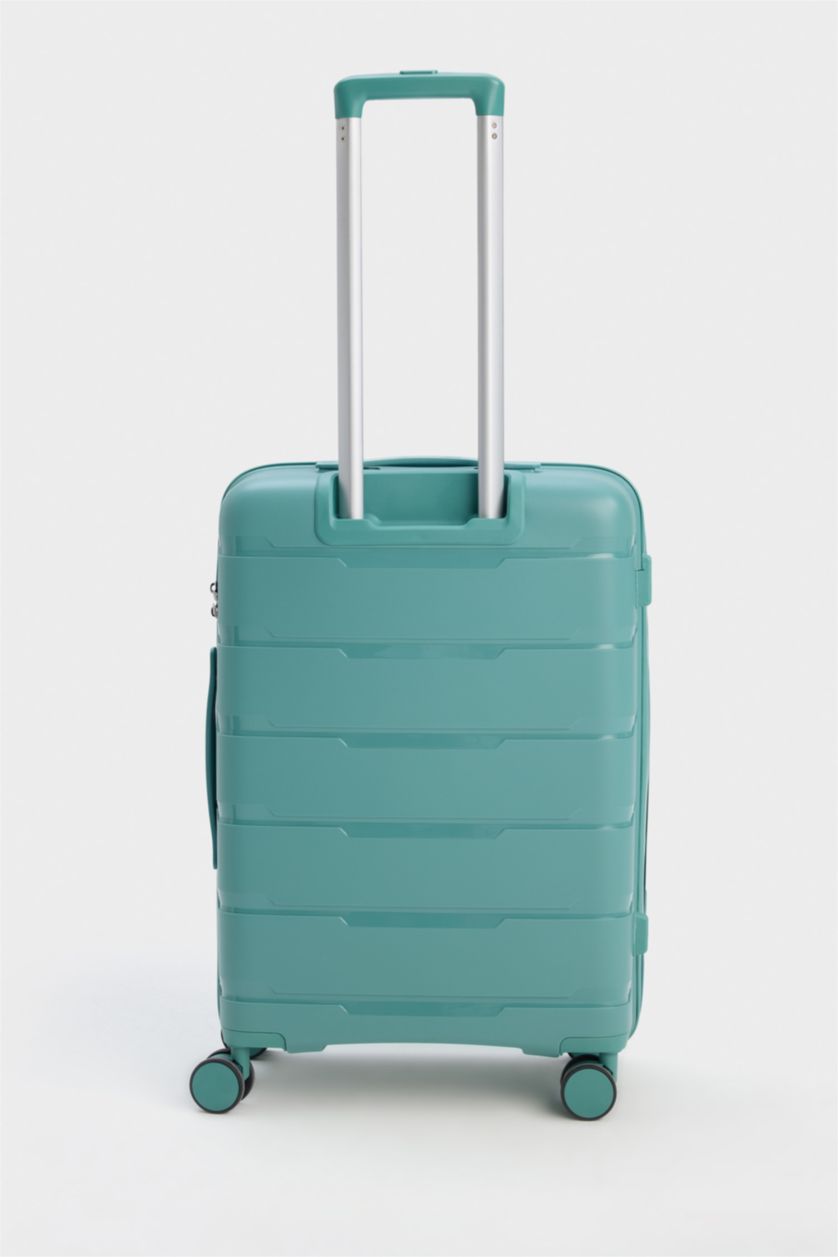 Kadın Su Yeşili Orta Unisex Sert Kapaklı Çekçekli Büyük Boy Valiz