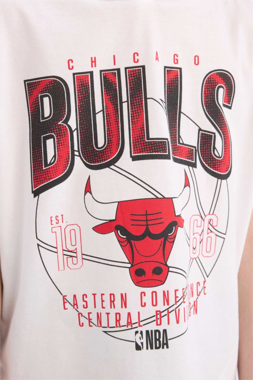 Erkek Çocuk - Genç Erkek Beyaz NBA Chicago Bulls 2'li Takım Kapüşonlu Kolsuz Tişört Beli Lastikli Şort Erkek Çocuk
