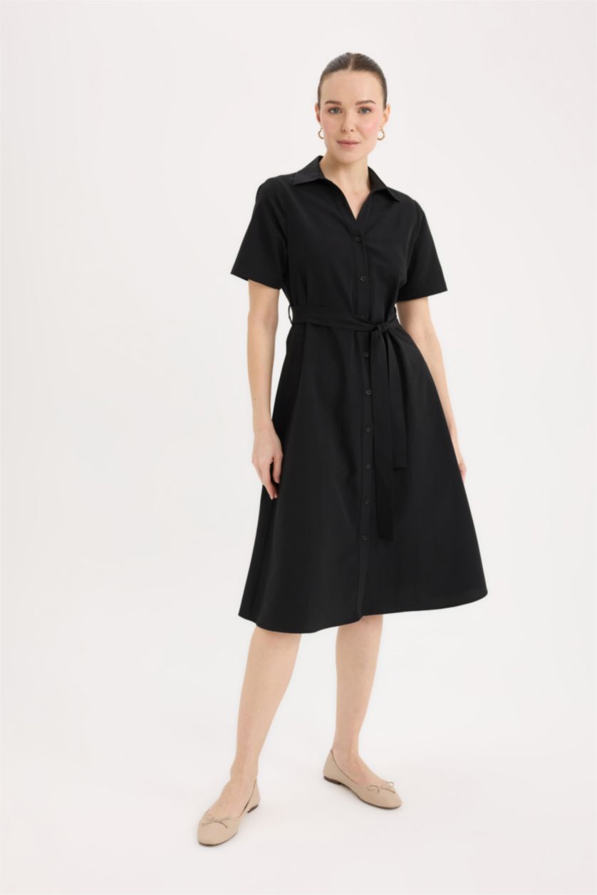 FEMME Noir Robes Popeline