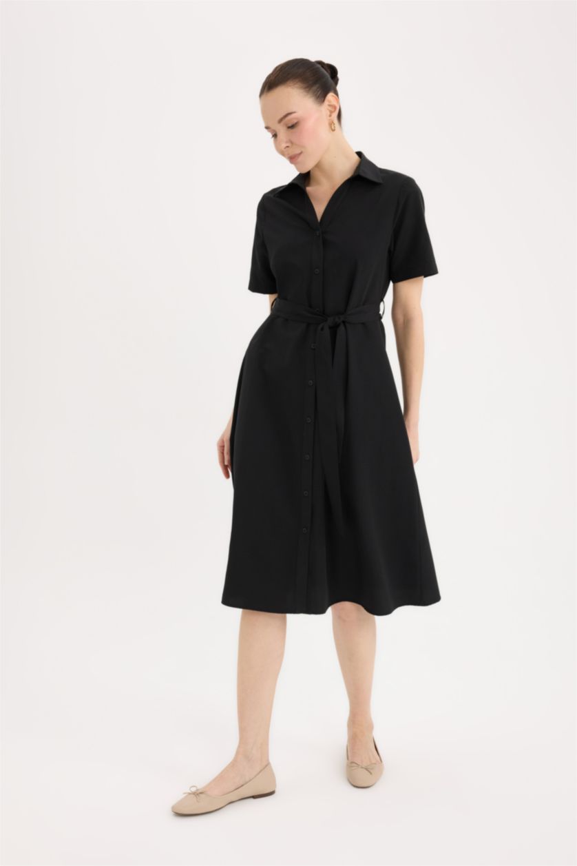 FEMME Noir Robes Popeline
