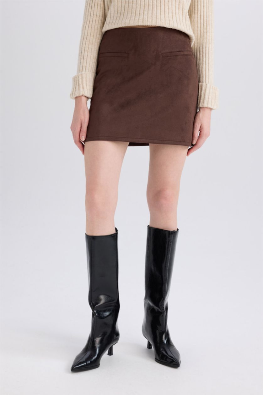 WOMAN Brown A Cut Mini