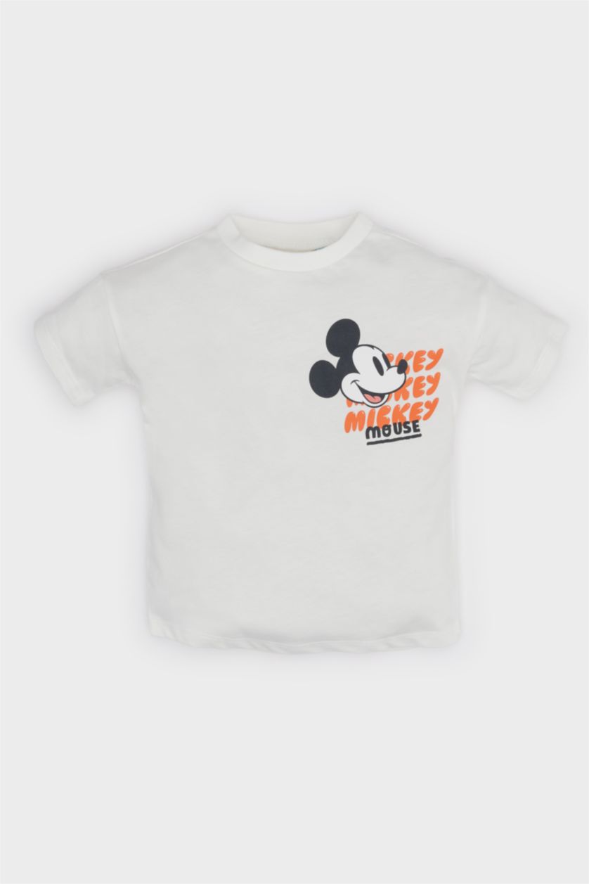 BÉBÉ GARÇON Écru T-shirt Mickey Mouse à manches courtes pour bébé garçon