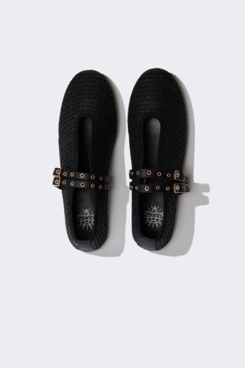 نساء أسود صندل نسائي بكعب مسطح