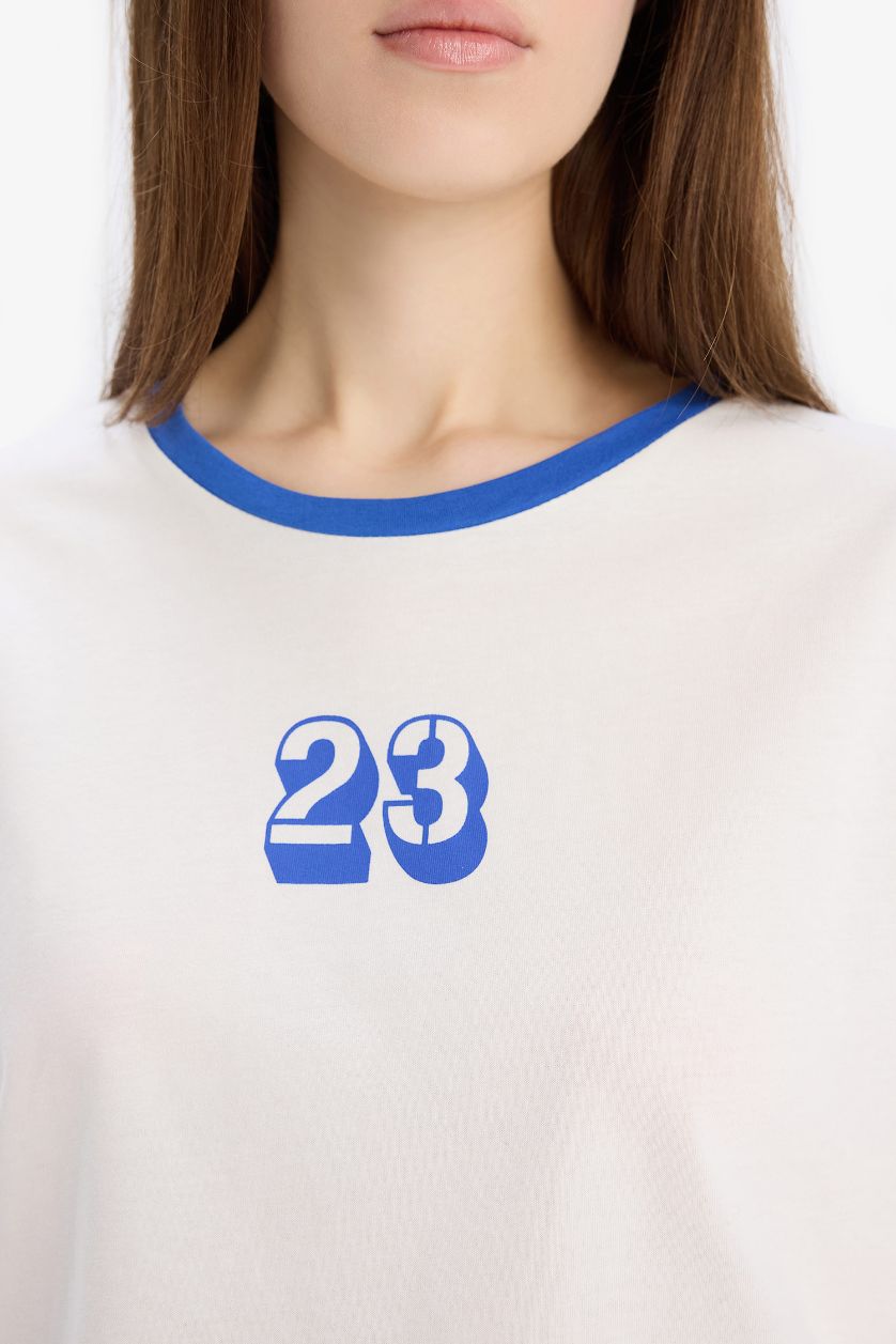 Kadın Saks Pijama Takımı Kısa Kollu Üst Beli Lastikli Uzun Alt