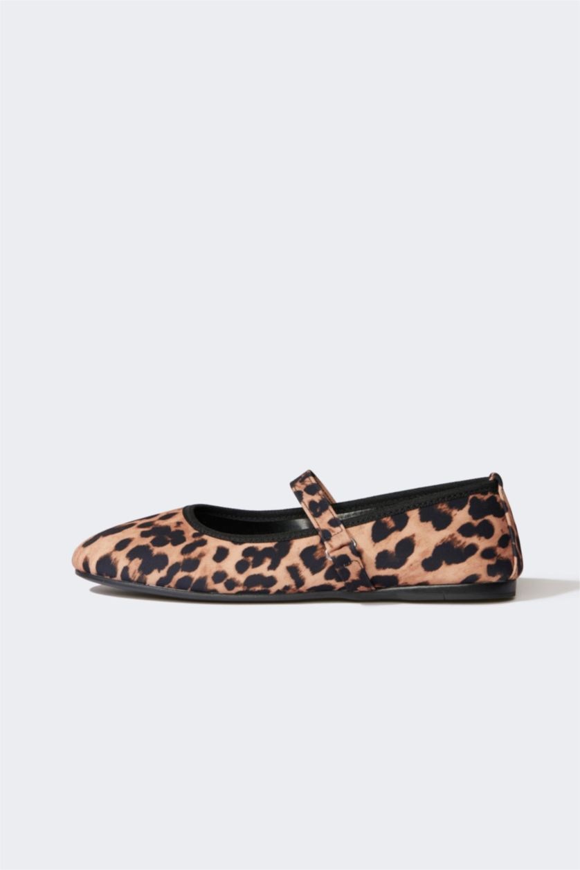 Women Karma Woman Leopard Patterned Single Strap Ballerina Flat Shoes