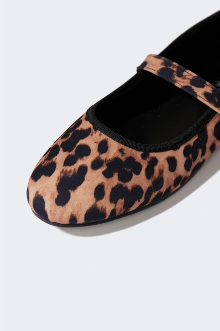 Women Karma Woman Leopard Patterned Single Strap Ballerina Flat Shoes