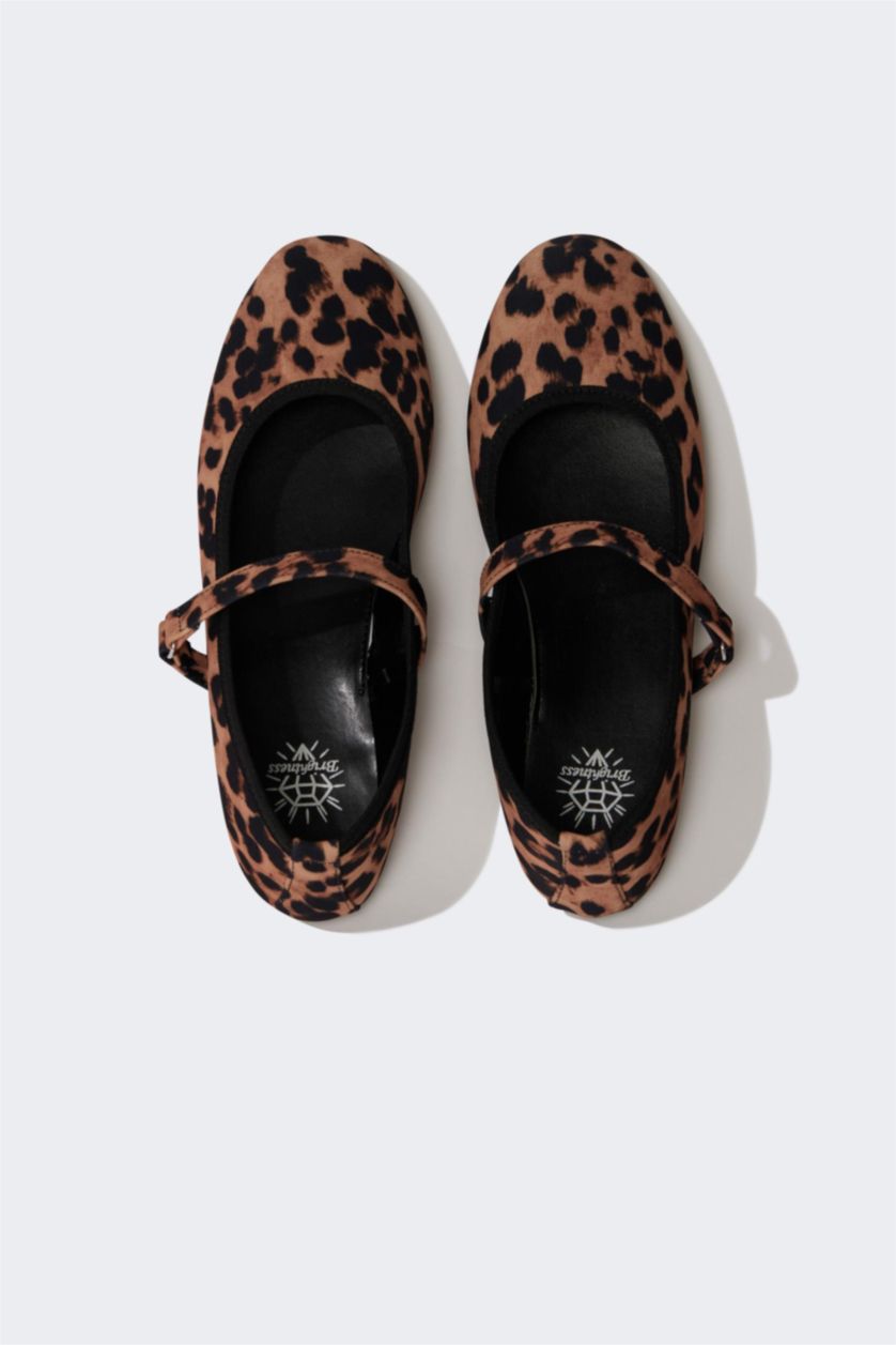 Women Karma Woman Leopard Patterned Single Strap Ballerina Flat Shoes