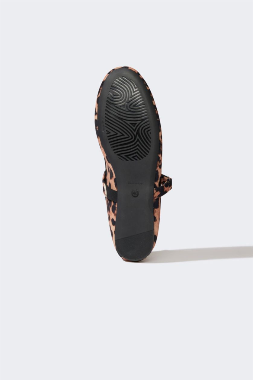 Woman Karma Woman Leopard Patterned Single Strap Ballerina Flat Shoes