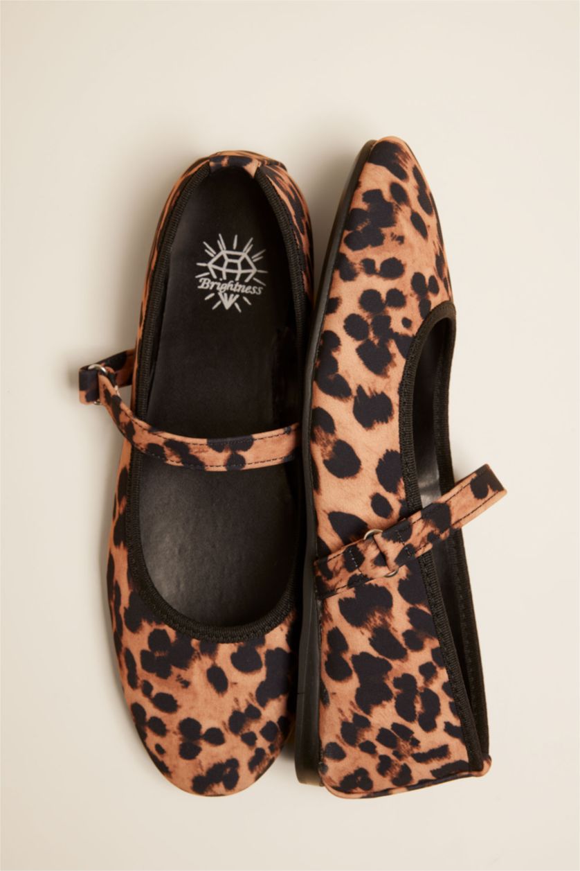 Women Karma Woman Leopard Patterned Single Strap Ballerina Flat Shoes