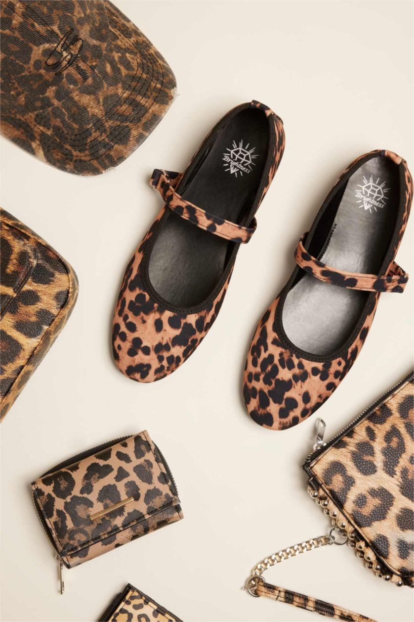 Women Karma Woman Leopard Patterned Single Strap Ballerina Flat Shoes