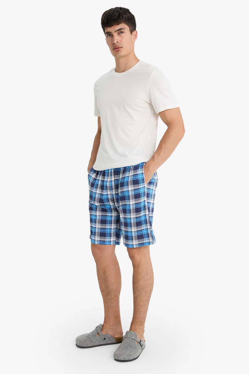 Man NAVY Regular Fit Checkered Pocket Shorts Pajama Bottoms