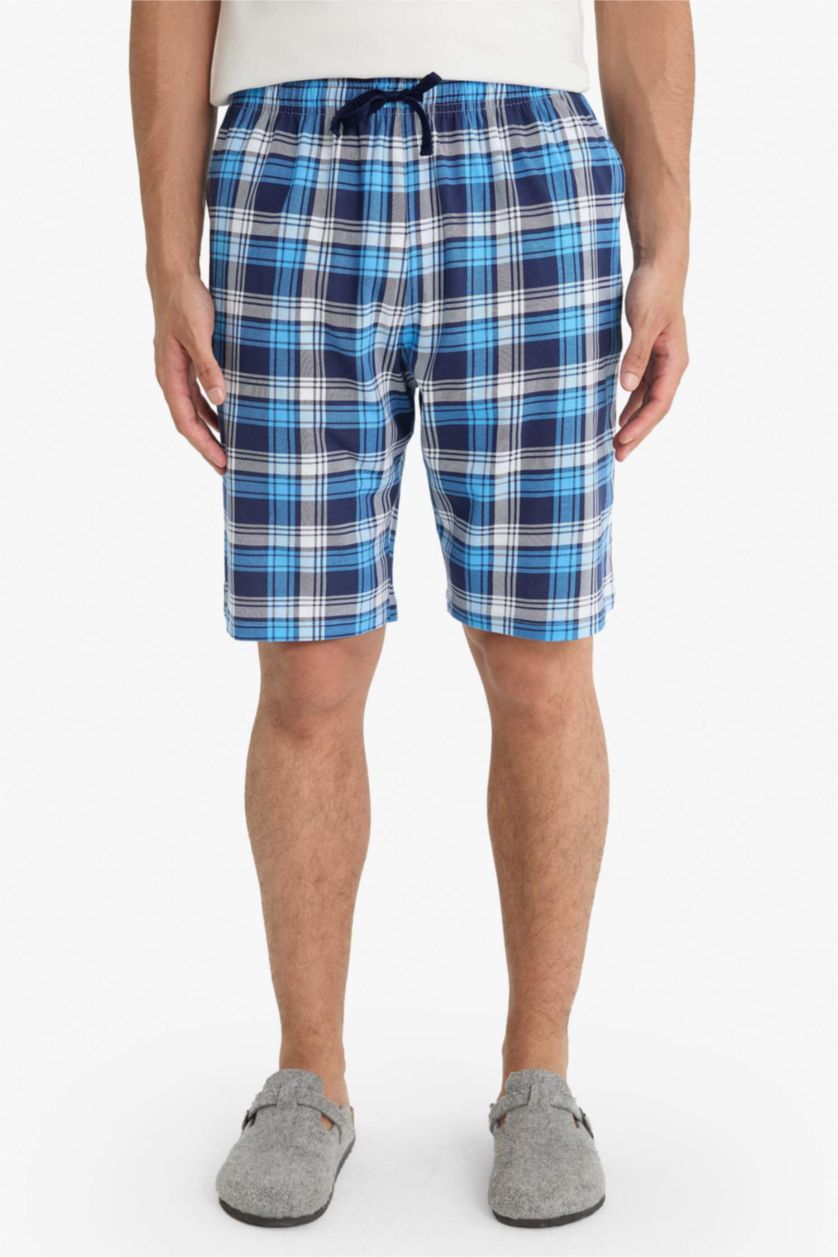 Man NAVY Regular Fit Checkered Pocket Shorts Pajama Bottoms