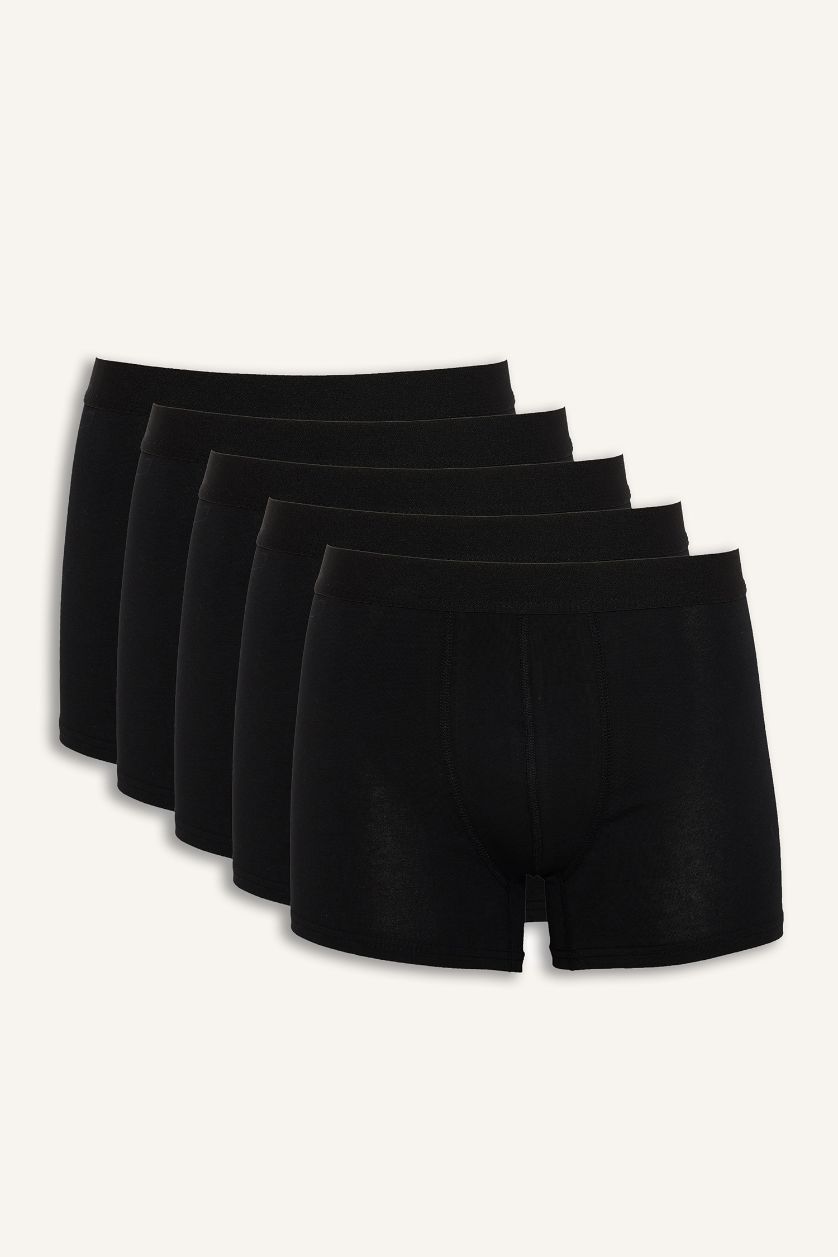 Man Black Regular Fit 5 Piece Boxer Shorts
