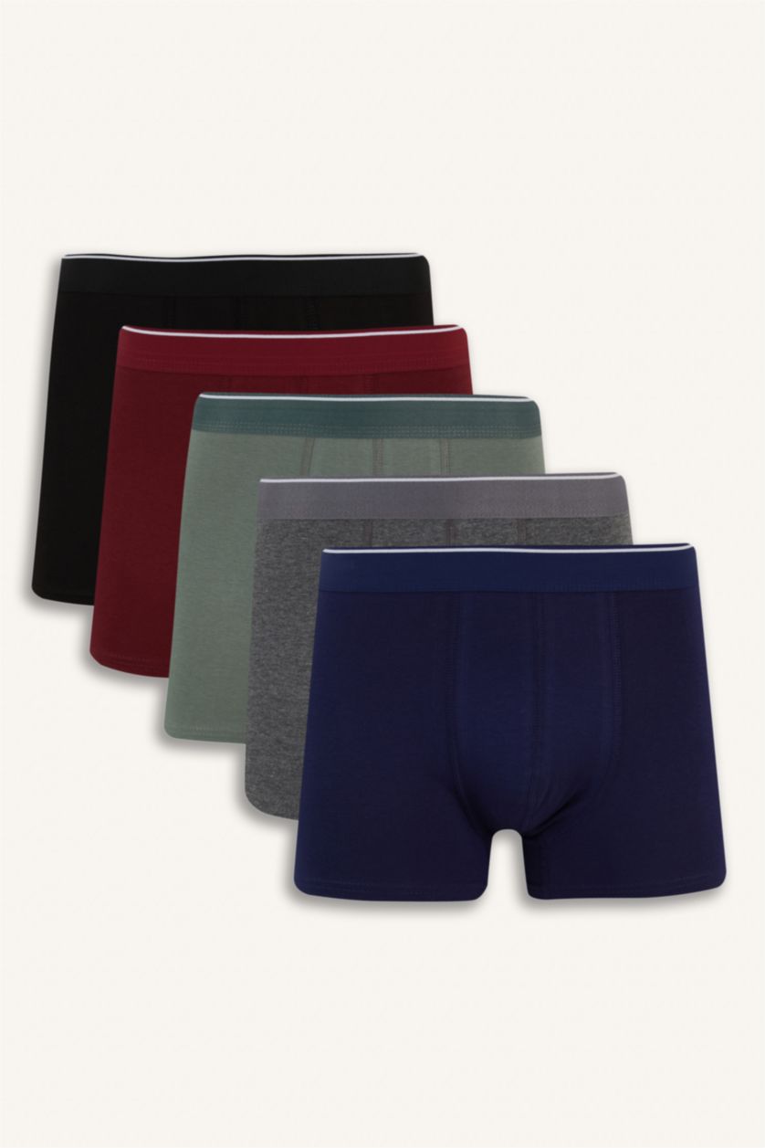 Erkek Bordo Regular Fit 5'li Boxer