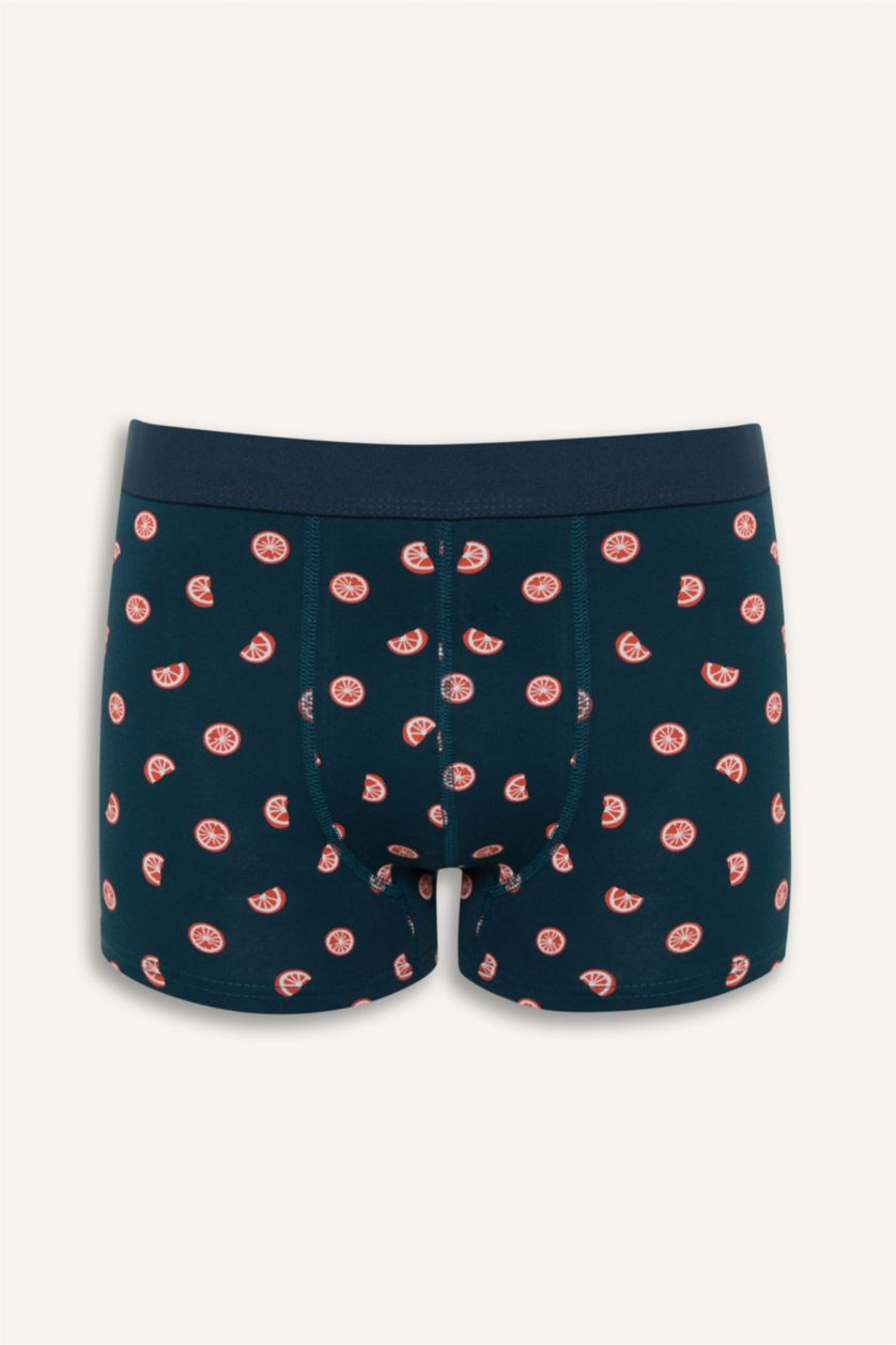 Erkek Koyu Yeşil Regular Fit Meyve Desenli 3'lü Boxer