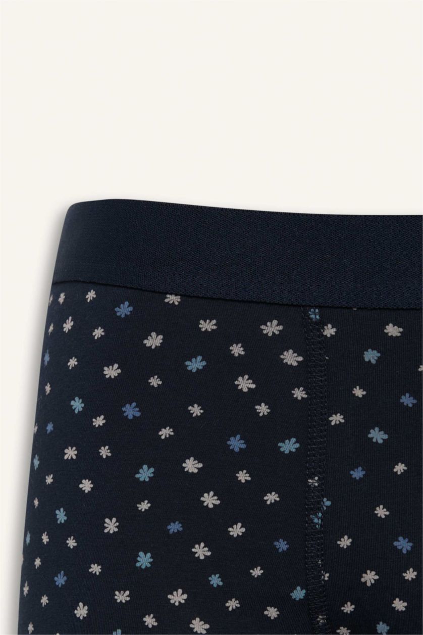 Erkek Lacivert Regular Fit Çiçekli 3'lü Boxer