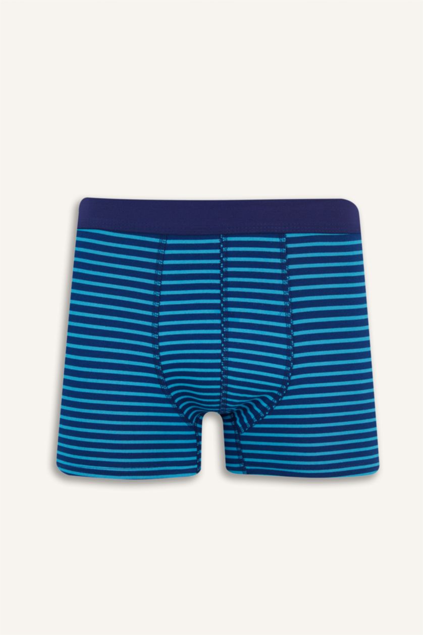 Erkek Koyu Mavi Regular Fit Çizgili 3'lü Boxer