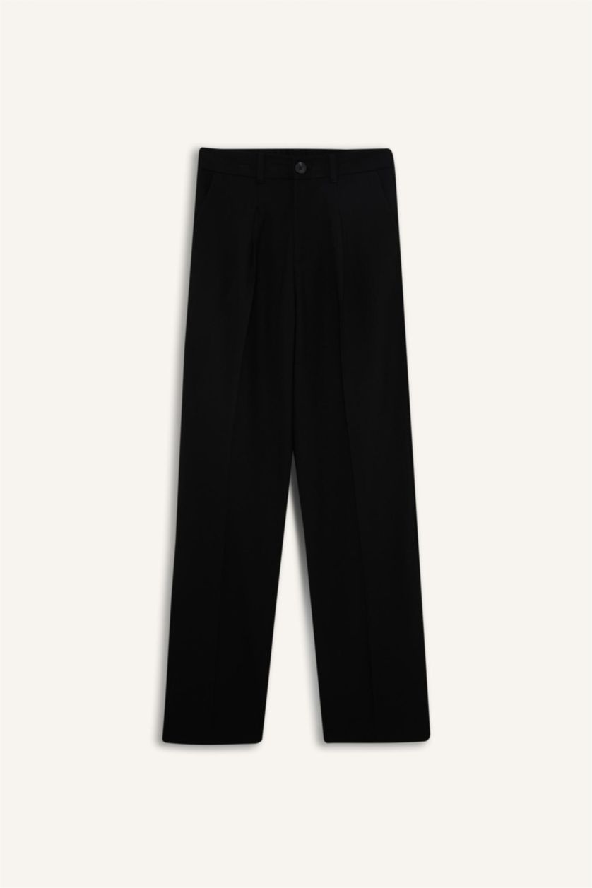 WOMAN Black Wide Leg Zip-Up High Waist Trousers