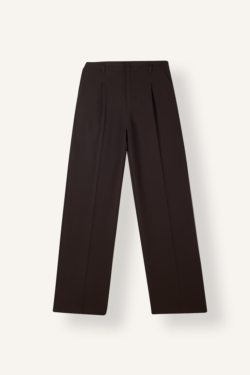 Kadın Kahve Straight Fit Yüksek Bel Pantolon
