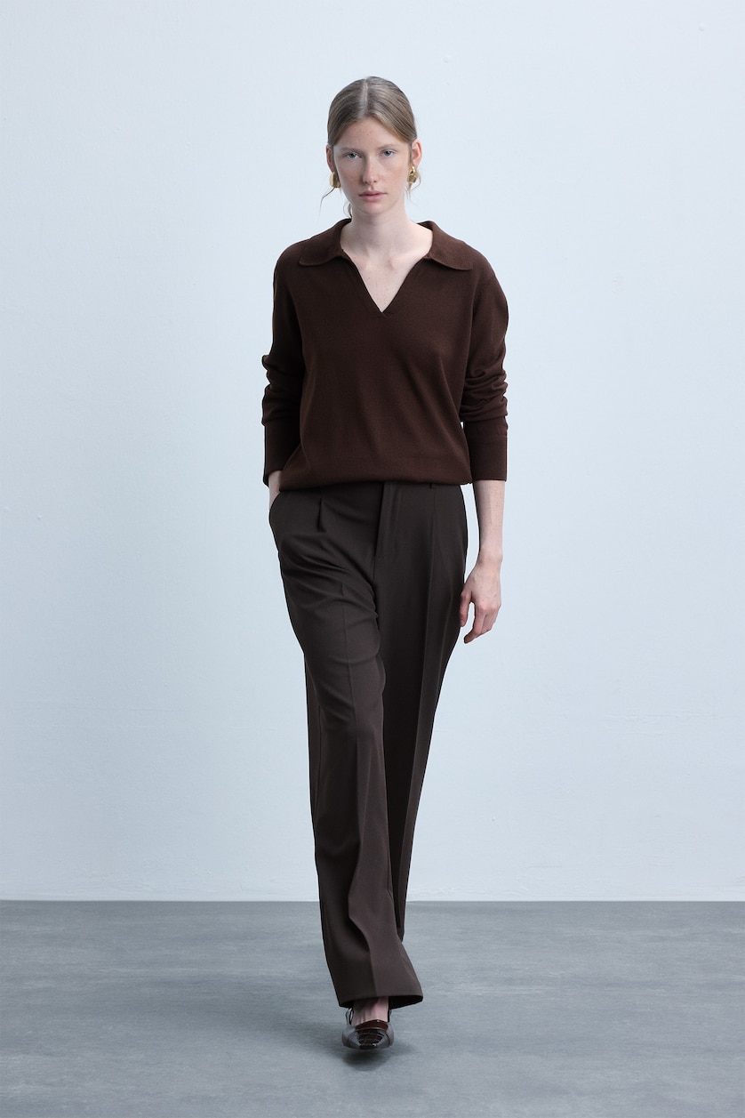 Kadın Kahve Straight Fit Pantolon