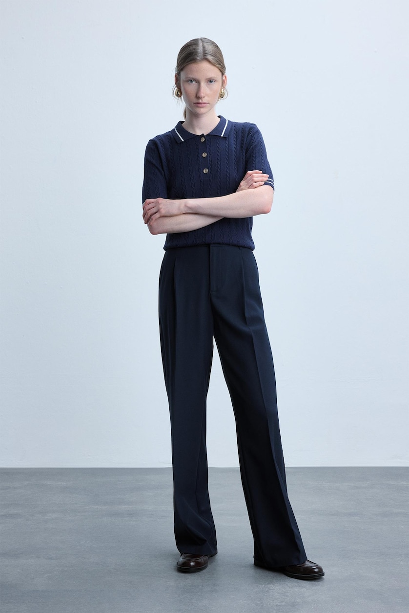 Kadın Lacivert Straight Fit Pantolon