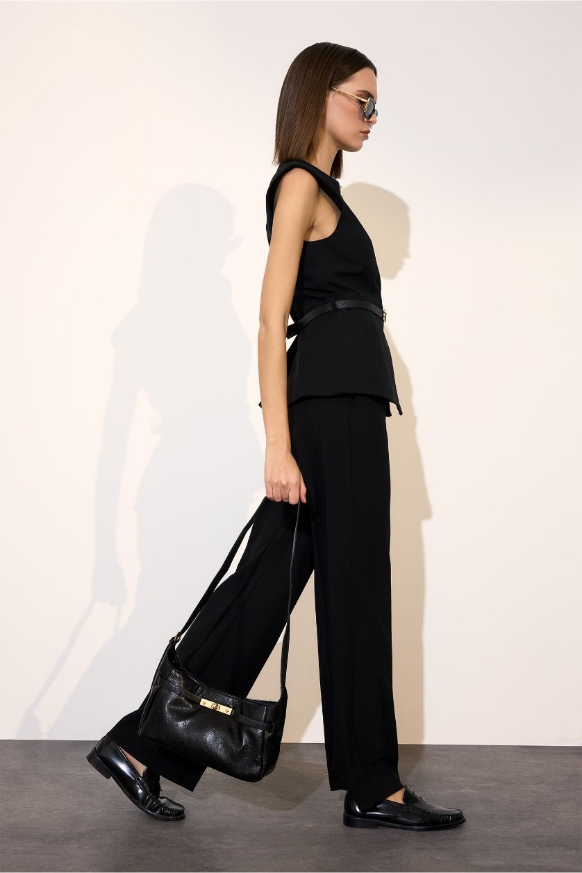 Kadın Siyah Straight Fit Palazzo Pantolon