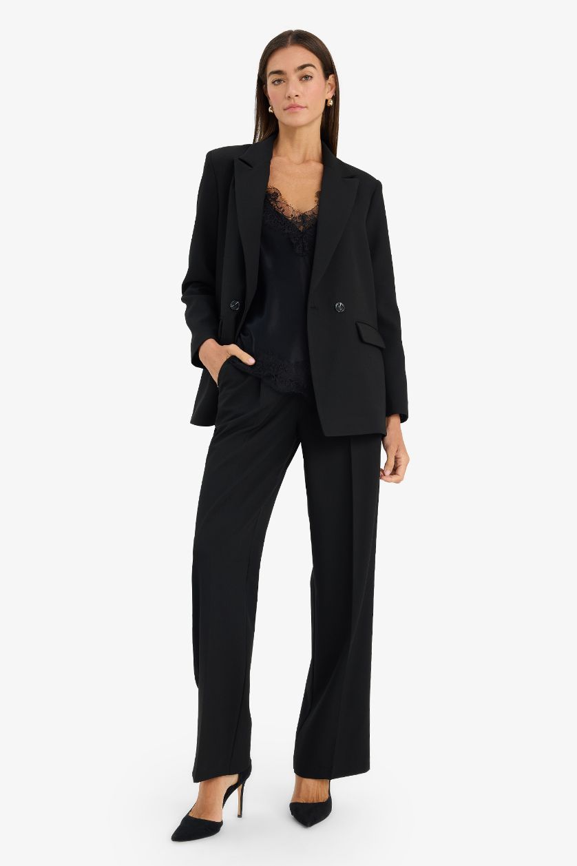 Kadın Siyah Straight Fit Palazzo Pantolon