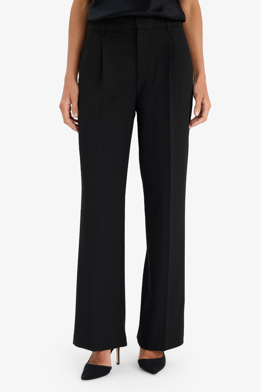 Kadın Siyah Straight Fit Palazzo Pantolon