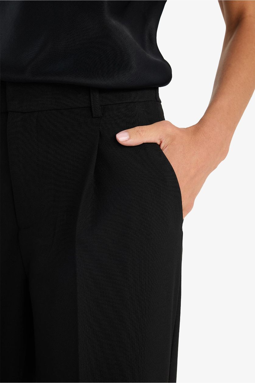 Kadın Siyah Straight Fit Palazzo Pantolon