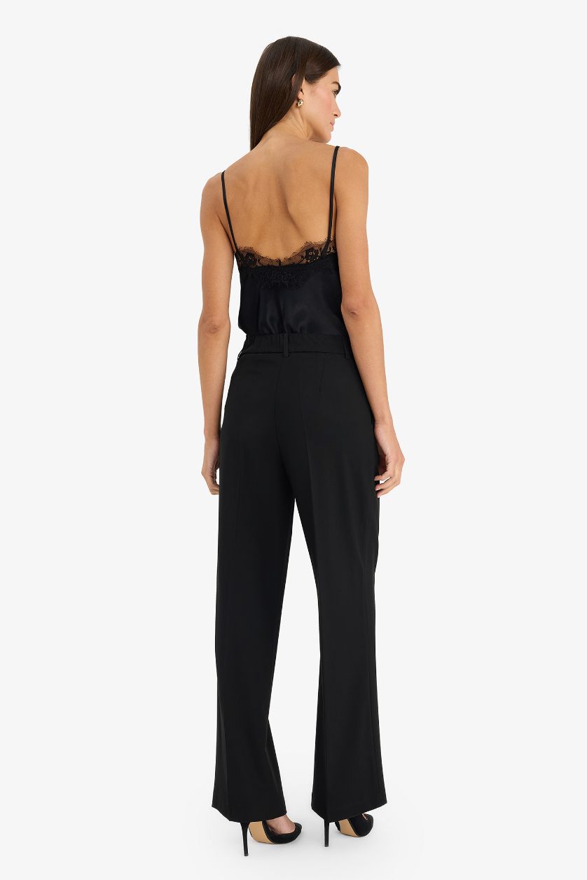 Kadın Siyah Straight Fit Palazzo Pantolon