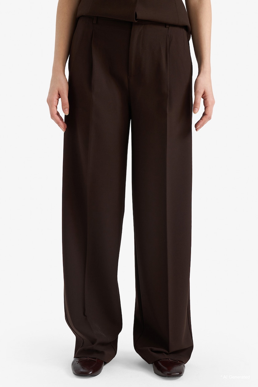 Kadın Kahve Straight Fit Pantolon