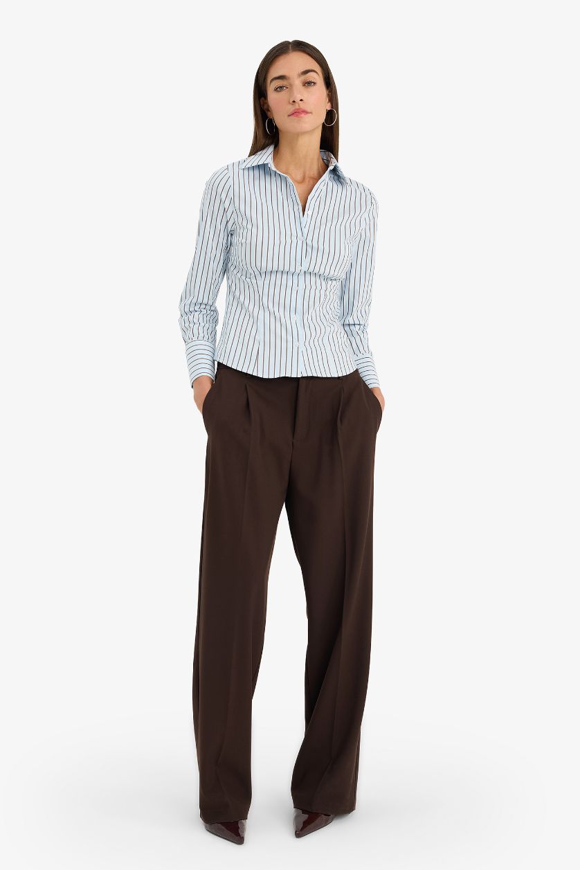 Kadın Kahve Straight Fit Palazzo Pantolon