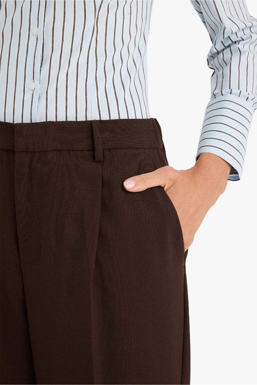 Kadın Kahve Straight Fit Palazzo Pantolon