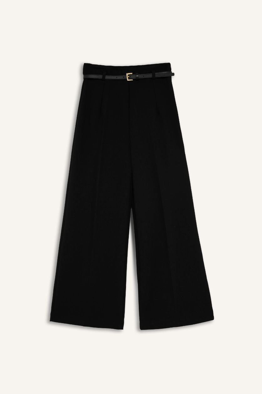 حريمي أسود بنطرون كولوت فيت بخصر عالي برجل عادي