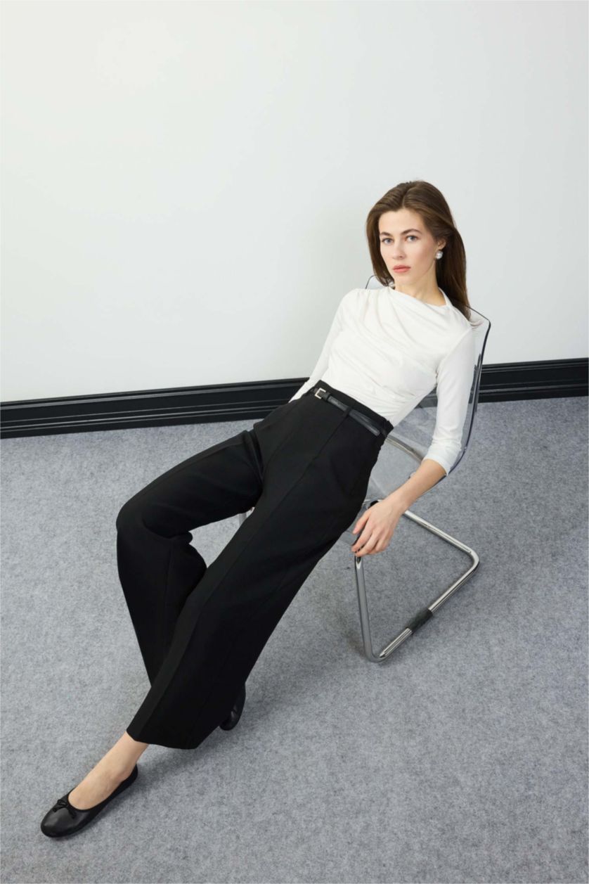 Әйелдерге қара culotte тұрақты етек Шалбар