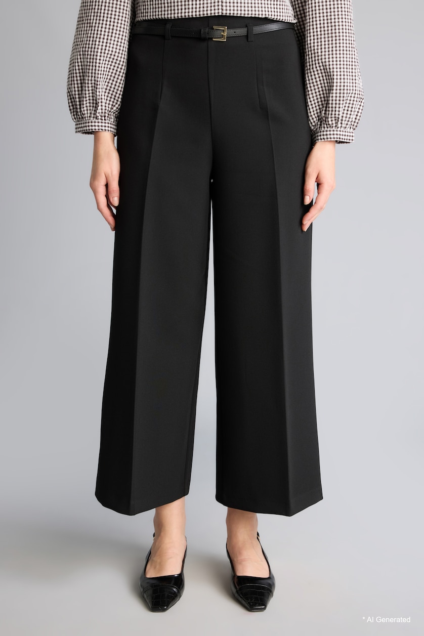 Women Black High Waist Culotte Fit Trousers