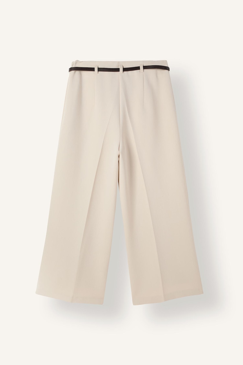 Women Ecru High Waist Culotte Fit Trousers