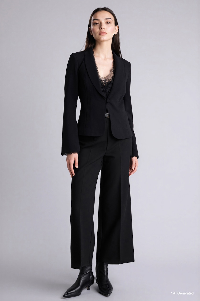 FEMME Noir Pantalon culotte à taille haute